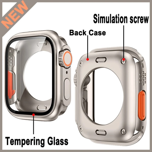 Silikonrem+ case För Apple Watch Case 44mm 45mm 41mm 40mm Skärmskydd Byt till Ultra For iWatch Series 8 7 SE 6 5 3 1 White-silver Series 7 8 9 41MM