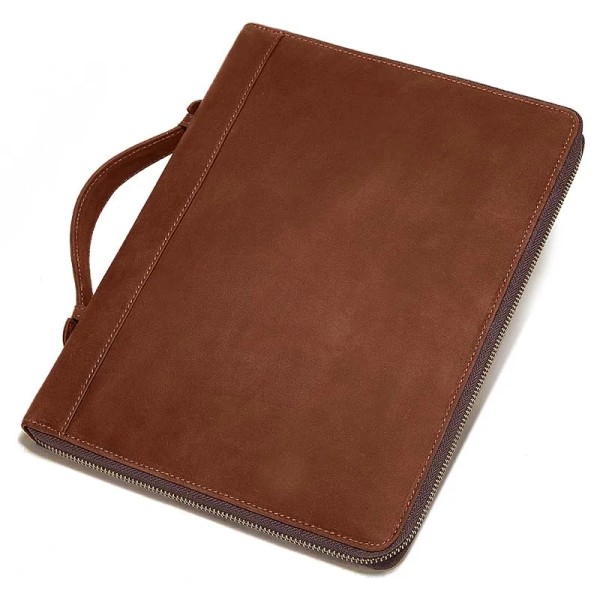 Läder män 9,7 tum Ipad-väska Business Portfolio- case för iPad Multifunktionell koppling med pennhållare Bärbar kvalitetsportfölj brown