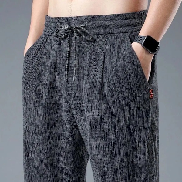 Ice Silk Linned Mænd Sport Bukser Casual Overvægt Sweatpants Mænd Hurtigtørrende Elastisk Baggy Ankel-Længde Harem Bukser Stor Størrelse GRAY XXL