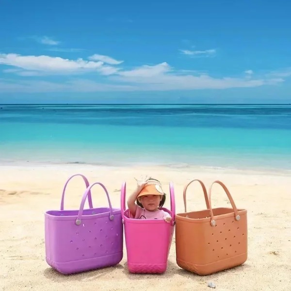 EVA Beach Bogg Bag Vattentät Extra Large Tote Shoulder Handväska Dam Handväska med stor kapacitet Mode Dam Beach Tote Bogg Bag Purple L 36x32x13cm