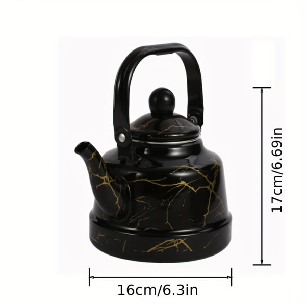 1 st emalj varmvatten tekokare Hushållsemalj geometriskt printed marmor uråldrig klockkokare kokande vattenkokare Restaurang tekokare kaffespis Black Marble 1.7L