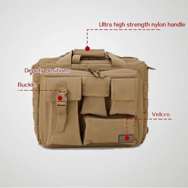 Ny Rygsæk Taktisk Molle Nylon Messenger Skuldertaske Laptop Håndtasker Mappe Udendørs Multifunktion Klatretaske ACU