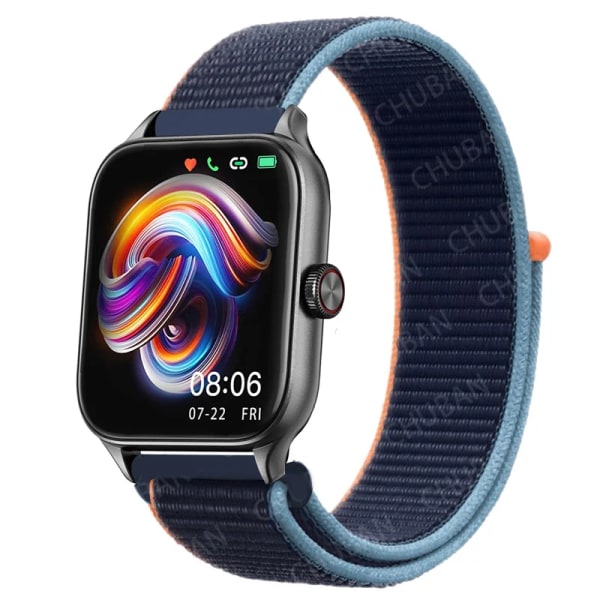 20mm 22mm Nylon Loop band För Amazfit GTS4/2/3/3pro/2e/GTS2 Mini/GTR 4 42mm/47mm/GTR2/2e/stratos bältesarmband Amazfit bip rem 64 dark navy blue 22mm