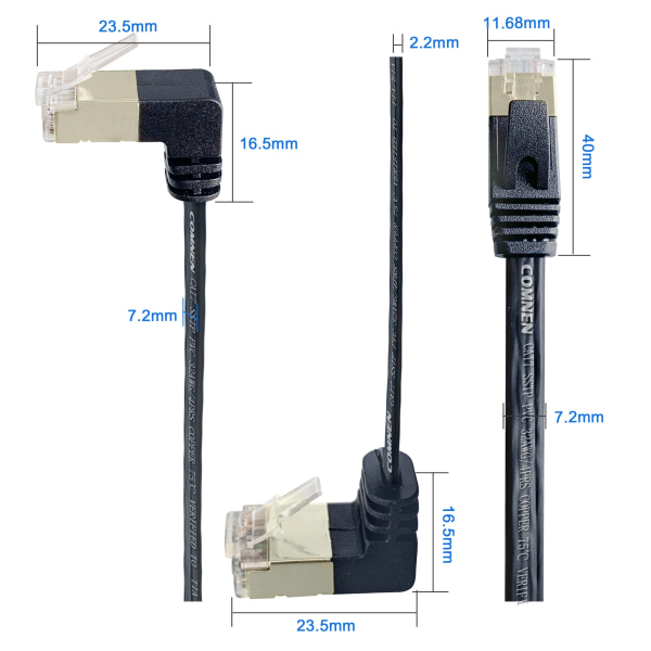 COMNEN-Câble Ethernet Cat7 à Angle Pio, RJ45 SSTP 90, Resistant, Patch Haut et Bas, 1/3/5 Pieds, LAN Réseau pour Routeur, Modem, PC, PS4 0.3m Straight to Straight