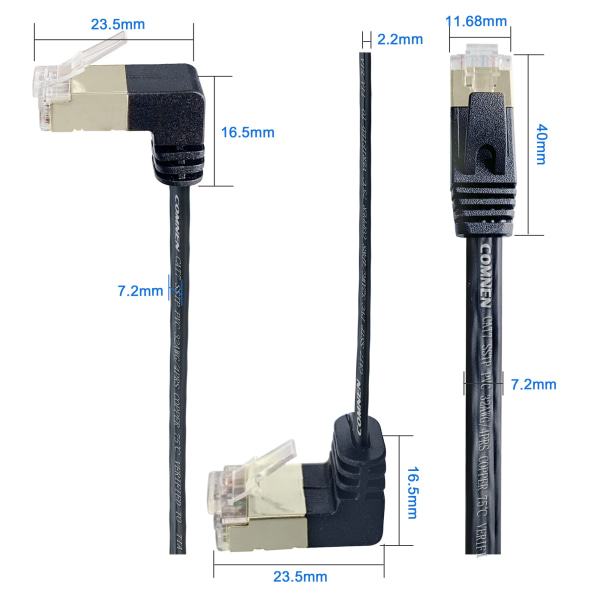 COMNEN-Câble Ethernet Cat7 à Angle Pio, RJ45 SSTP 90, Resistant, Patch Haut et Bas, 1/3/5 Pieds, LAN Réseau pour Routeur, Modem, PC, PS4 8m Straight to Straight