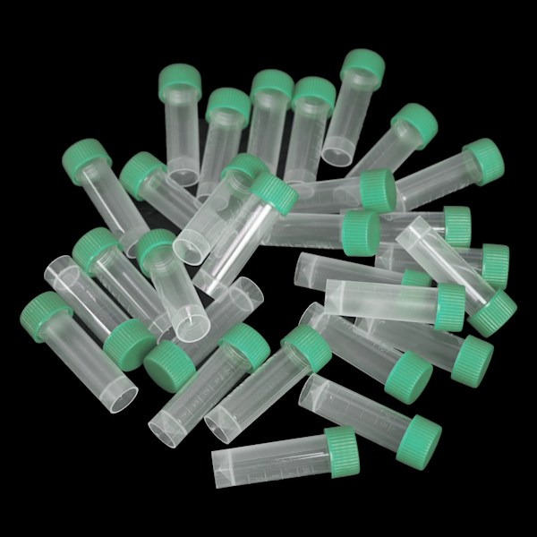 50/100 stk. Plastprøveglas, Prøvebeholdere, Pulverhåndværk, Skruelåg, Flasker til Kontor, Skole, Kemitilbehør, 1-10 ml 1ml green-100Pcs