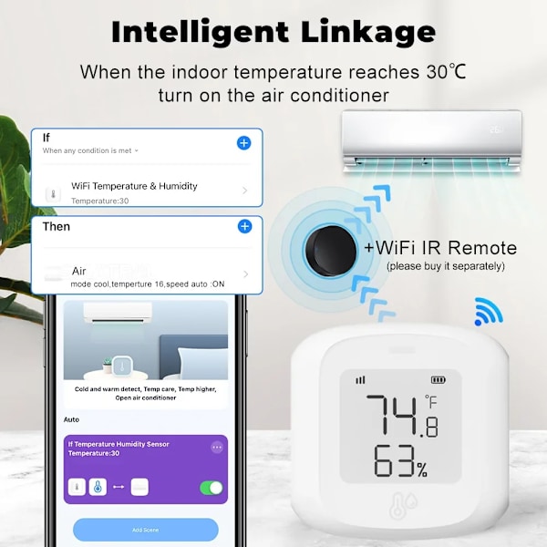 Tämä Wifi Zigbee-lämpötila- ja kosteusanturi älykodin automaatioon sisätiloissa Lcd-näytöllä toimii WiFi version 1pc