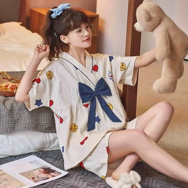 Japan Sommar Söt Kimono Kvinnors Kort Sömn Toppar Shorts Pyjamas Set Damer Söt Hem Kläder Sleepwee Pyjamas Pour Femte 2022 Style 11 XXL