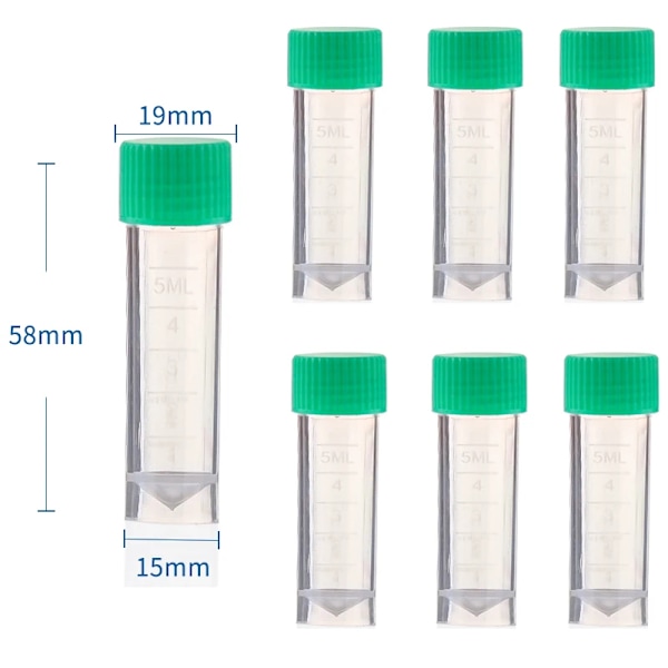 25/50 stk. 1-10 ml Plastprøveglas, Prøvebeholdere, Pulver, Håndværk, Skruelåg, Flasker til Kontor, Skole, Kemitilbehør 5ml Green 50pcs