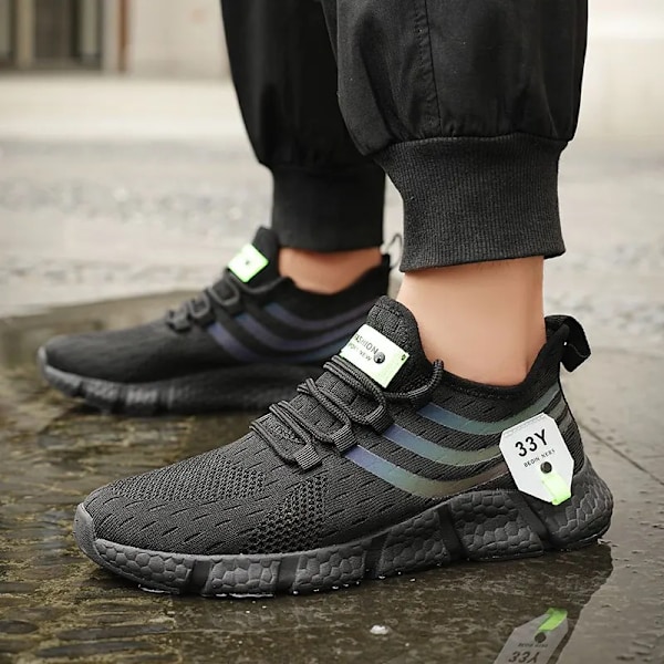 Herre Casual Sport Sko Åndbar Letvægts Sneakers Udendørs Mesh Black Løbesko Sport Jogging Tennis Walking Sko green 39