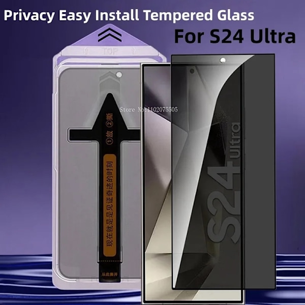 Premium Härdat Glas För Samsung Galaxy S24 Ultra S24+Plus S24ultra Enkel Installation Glas Integritet Dammfri Skärmskyddsmedel Anti Spy For S24 Plus