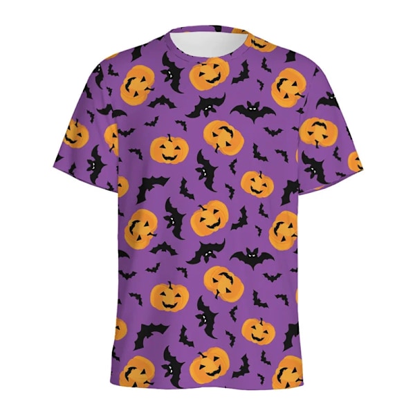 Monivärinen Halloween-lepakko 3D-painettu T-paita Miehet Naiset Eläin Kuvio T-paita Löysä Lyhyt Hiha Pyöreä Kaula Lapset Tee Paidat Tshirt-ZXA52770 XS