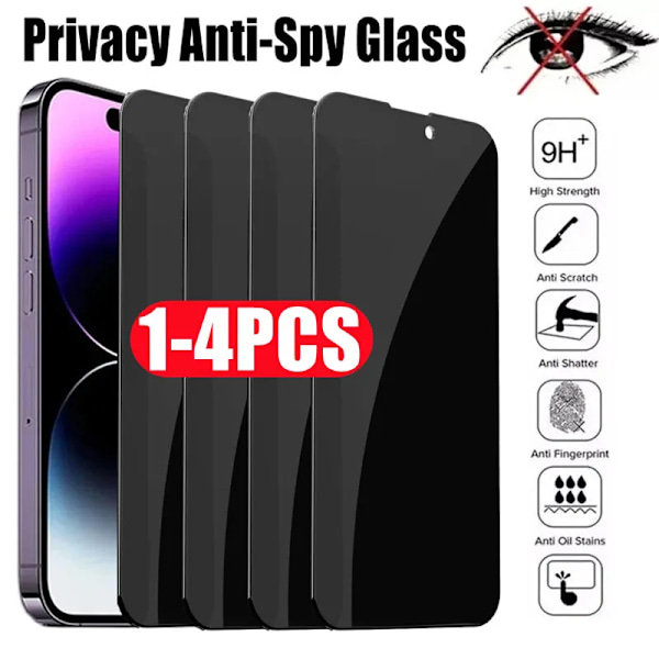 1-4 stk. Beskyttelse af personlige oplysninger til iPhone 12 13 14 Pro Max Mini 7 8 Plus Antispy-hærdet glas til iPhone 12 13 Pros iPhone 11 Pro Xs Max Xr Xr For iPhone 15 4Pieces