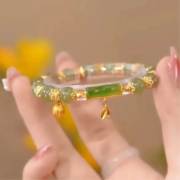 VENTFILLE Guld Färg För Kvinnors Hetian Jade Armband Blad Dubbellager Smycken Flickor Presenter Dropshipping BTSP1272-3