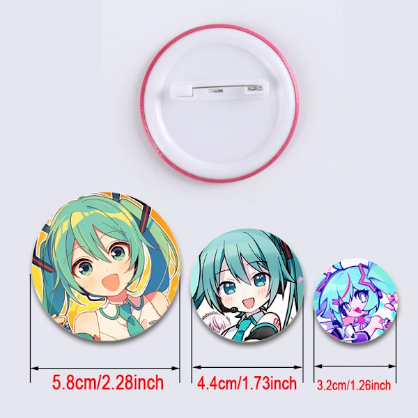 58Mm Miku Tecknad Bricka Cosplay Anime Söta Broschar Handgjorda Plast Emalj Stift För Kläder Ryggsäck Tillgång Till Smyckena Gift 44mm H20