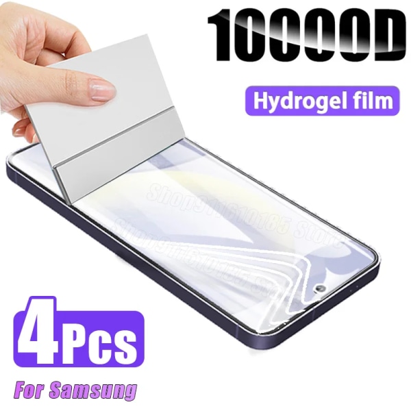 4ST Hydrogelfilm för Samsung Galaxy S24 S23 S22 S8 S9 S10 Plus S21 S20 FE 5G A54 A34 A24 A14 Note 20 Ultra 9 Skärmskydd For A14 4PCS Hydrogel Film