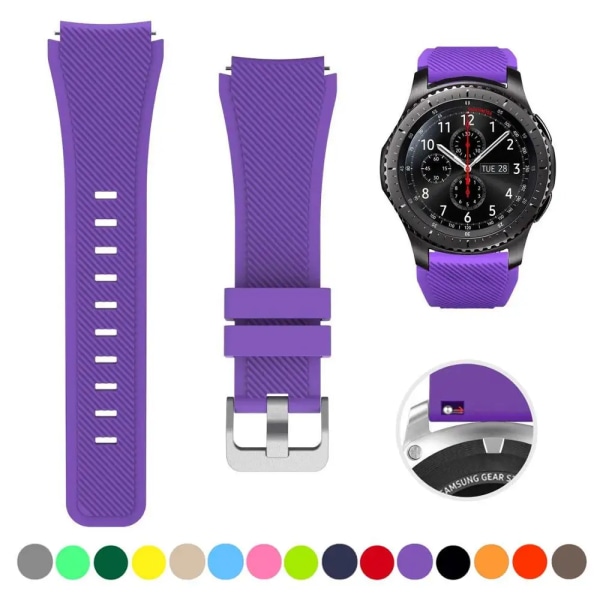 20 mm 22 mm band för Samsung Galaxy Watch 4/6/Classic/5/ pro/3/active 2/Gear s3/S2 silikonarmband Huawei GT/4/2/GT2/3 Pro -rem purple 4 22mm