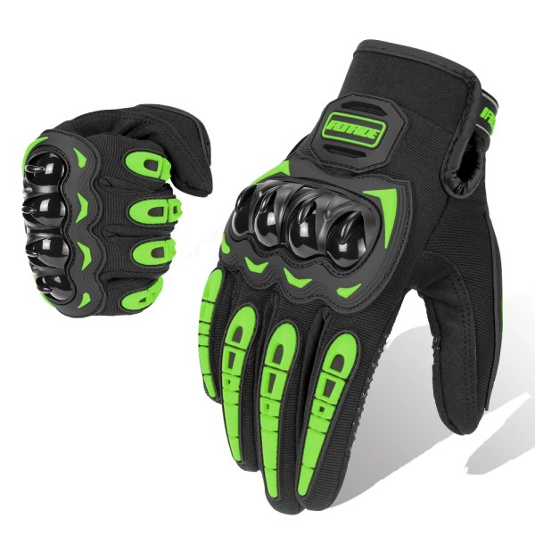 Motorcykelhandskar Sommarridning Andningshandskar Hard Knuckle Touchscreen Motorcykelhandskar Taktiska handskar för Dirt Bike Moto SU-04 Green XL