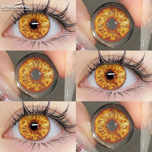 Eyeshare Halloween Färg Kontaktlinser För Ögon Anime Cosplay Färgade Linser Blå Linser Kontakt Lens Skönhet Öga Sminka HD38-YELLOW 0