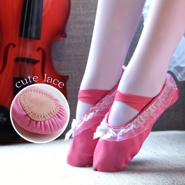 Andas balettskor med mjuk sula för flickor med fluga - perfekta för dansträning och framförande pink CN33(EU31.5)