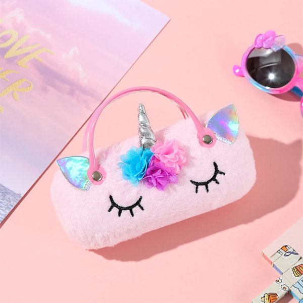 Unicorn Glass Fall Plush Ögonglasögon Hållare Solglasögon Box Pung Spektacle Fall Ögonkläder Lagring Bag Resa Kids Väskan PURPLE