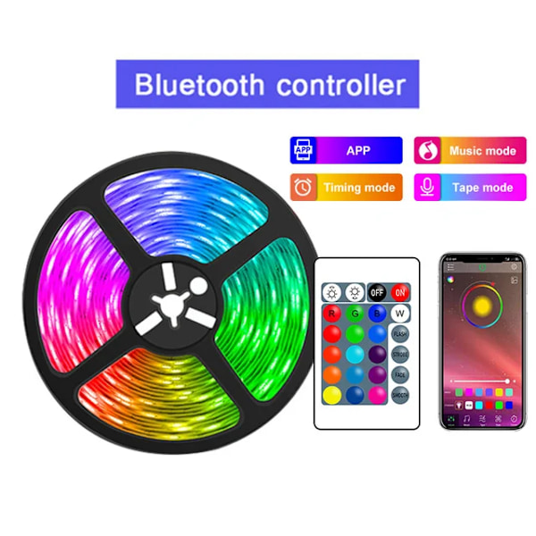 Usb Led-valot Rgb 5050 Led-valot Bluetooth-sovelluksen ohjaus Joustava Led-valonauha Huoneen sisustukseen Tv-taustavalo Diodiliuska I Bluetooth controller 10m