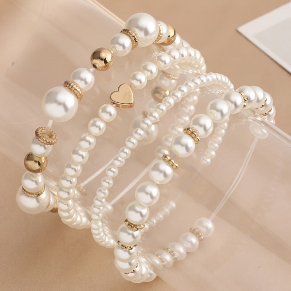 4st/ set Delikat Love Faux Pearl armband för alla hjärtans dag semester smycken present Golden