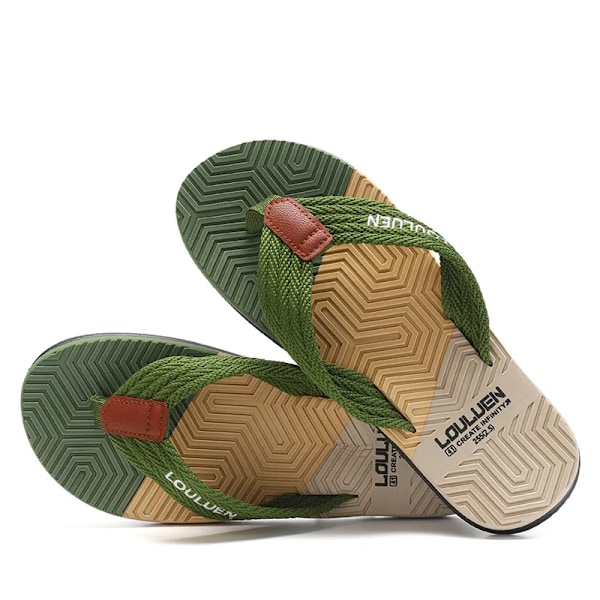 Miesten Flip Flops Slides 2023 Trend Kesä Anti-Slipd Mies Toffpar Ulkoilun Kevyt Rentouttava Ranta Sandaalit Koti Slides Miehille Army green 39