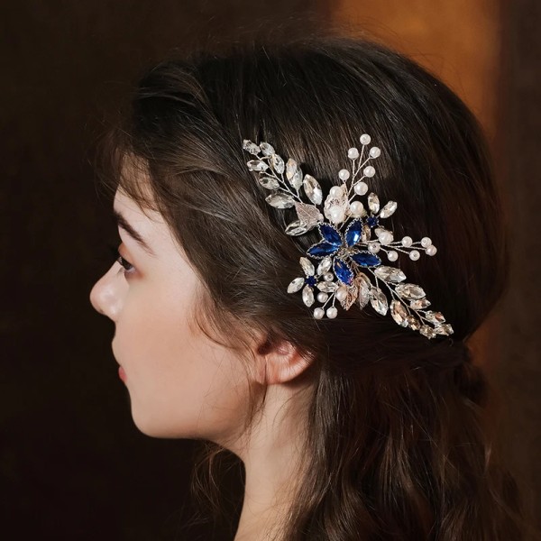 Nya silverlegerade hårkam Handgjorda pärlor strass Mode metallhuvudstycke Elegant hårsmycketillbehör för kvinnor HS-J4894
