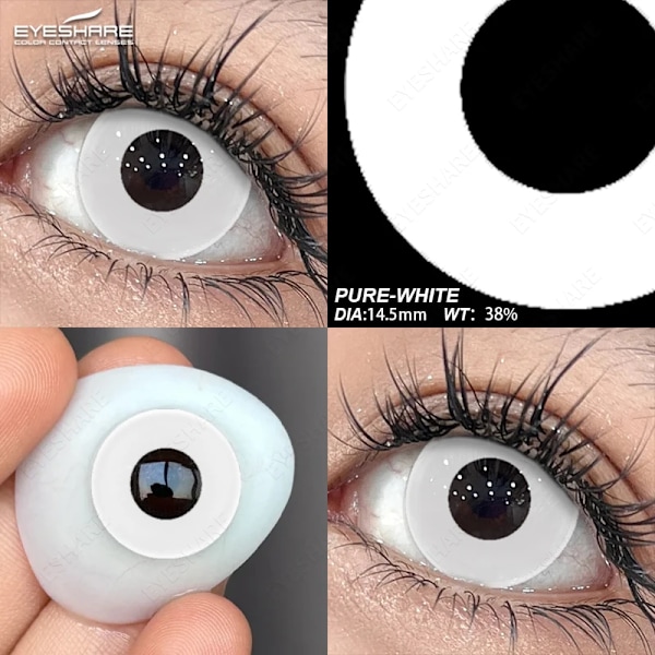 Eyeshare Anime Väriset Piilolinssit Silmille Cosplay Värilliset Linssit Punainen Halloween Linssit Valkoiset Piilolinssit Meikki 1Pari BLIND-BLACK 0