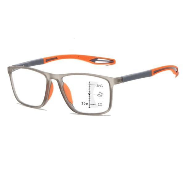 Multifokala progressiva läsglasögon Kvinnor Män TR90 Båge Anti Blue Light Sport Bifocal Presbyopia Glasögon med dioptri multifocal-orange