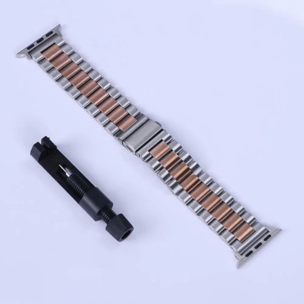 Metallrem för Apple Watch Band 49mm 45mm 41mm 40mm 44mm Rostfritt stål Correa Armband bälte iwatch 42mm series 7 6 SE 8 Ultra Silver-rose-gold