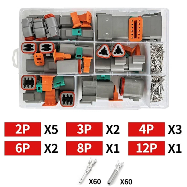 152 Pcs Deutsch Dt Serie Vattentätt Trådkopplingsats Dt06-2/3/4/6/12S Dt04-2/3/4/6/8/1 2P Bilförseglad Plugg Med Stiftboxan 4P whole set 1 Sets