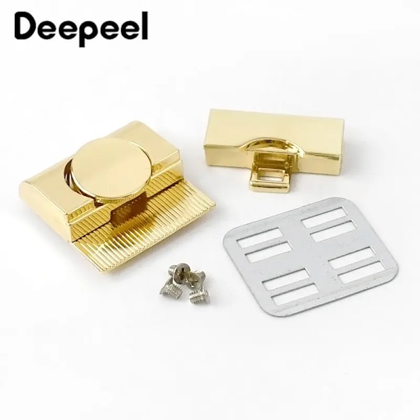 2/5-pack 33 mm Metalliska Väska Lås Spänne Kvadratisk Snabblås Damhandväska Plånboks Stängning Vridlås DIY Reparation Hårdvara Tillbehör Brass 33x34mm-5Pcs