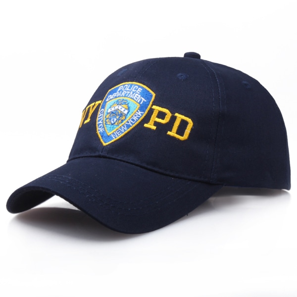 2st broderibokstav NYPD cap, justerbar snapback cap för män Solhatt Navy Blue