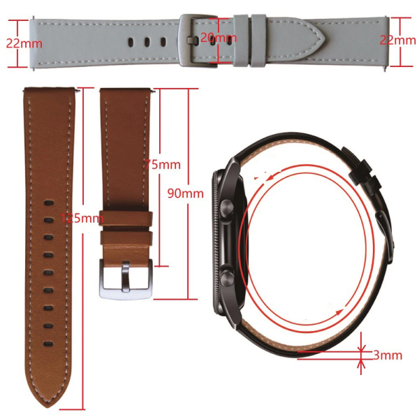 22mm 20mm Läderarmband För Samsung Galaxy Watch 3 41 45mm 46mm 42mm Armband För Amazfit GTR GTS 4 3 2 Klockarmband för Huawei GT brown si For Galaxy 3 45mm