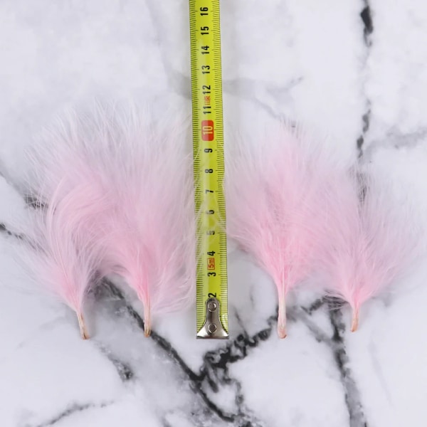 50/100 stk. Høj kvalitet Fluffy Tyrkefjer Bulk lyserød Marabou fjer DIY Bryllup Dekoration Fly Binding Materiale Håndværk 7-12cm Shrimp Pink 100 per pack