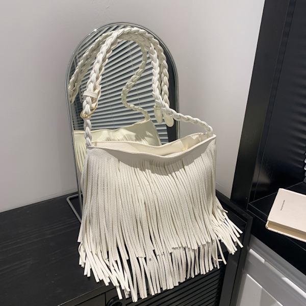 Bohemian Brun Distinctive Taske 2024 Sommer Ny Kvindertaske Retro All-Match Skulder Crossbody Taske Kvast Tasken Brown