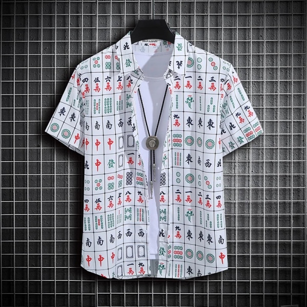 【14 färger】 Tropisk printed tröja för män unisex casual toppar C68 Chinese Mahjong 5XL-90-100kg