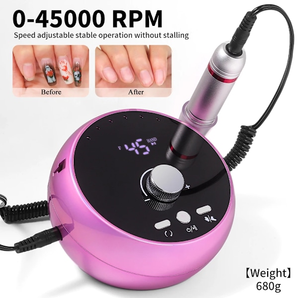 Nya 45000Rpm Professional Electric Nail Borr Manikyr Machine Låg Buller Naglar Sander Set Nagel Salon Poler Utrustning Verktyg black