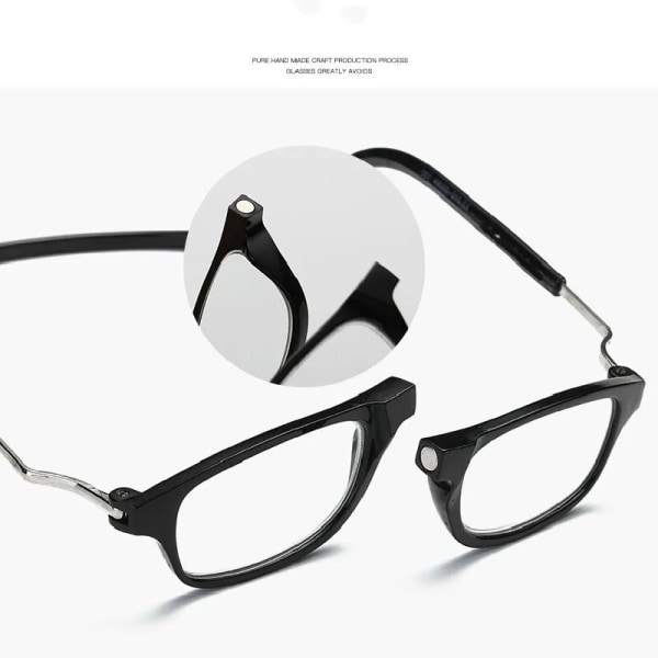 Magnetiska sugglasögon för ålderssynthet kan hänga runt halsen Lättviktsglasögon för äldre personer Anti-dropp presbyopiska glasögon present Black