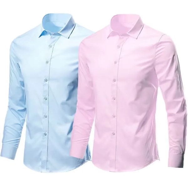 Elastisk vår och höst för män Ny långärmad skjorta Anti-rynkfri strykning Business Comfort Mode Andas Smal 1 40