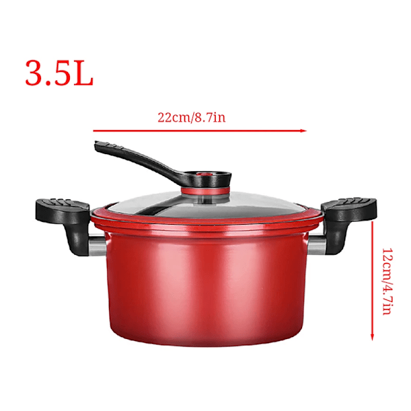 Trykkomformer 3,5L Sup Kød Gryde Ris Komfur Gas Komfur Mikro Trykkomformer Gryde Gryde Non-Stick Kogegrej 1C