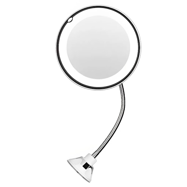 Flexibel Gooseneck Makeup Spegel Med Led Ljus 10X Förstoringsspegel Sug Cup Ljust Diffused Ljus Och 360 De Gree Swivele Sucker mirror