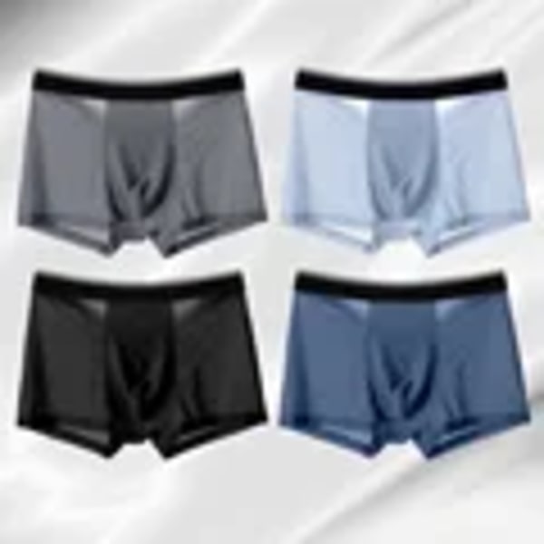 4/8 kpl Mesh Mukavat Pehmeät Shortsit Miehet Plus 5Xl 4pcs-A  Black XXL