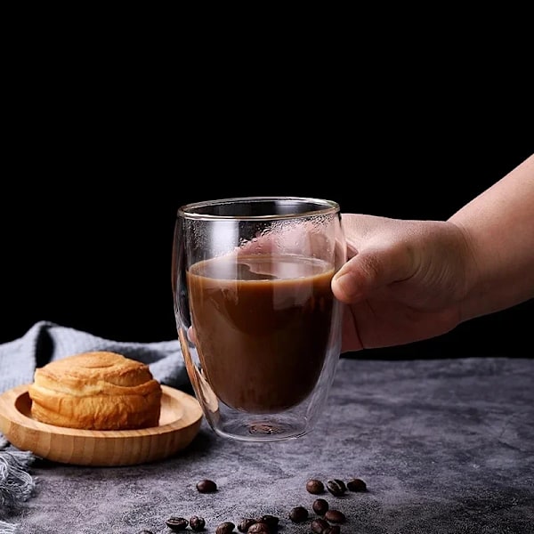 350ML Dobbeltlags Glaskop Transparent Håndlavet Varmebestandig Te Drikkekoppe Whisky Øl Kaffe Krus Drikkevarer Genanvendeligt Værktøj 350ml X4 As photo