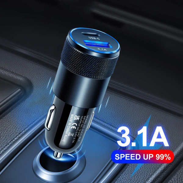 Chargeur rapide USB 66W pour voiture, super adaptateur, allume-cigare Laguna, PD, delar bilar, tillbehör för iPhone, Xiaomi, Samsung black