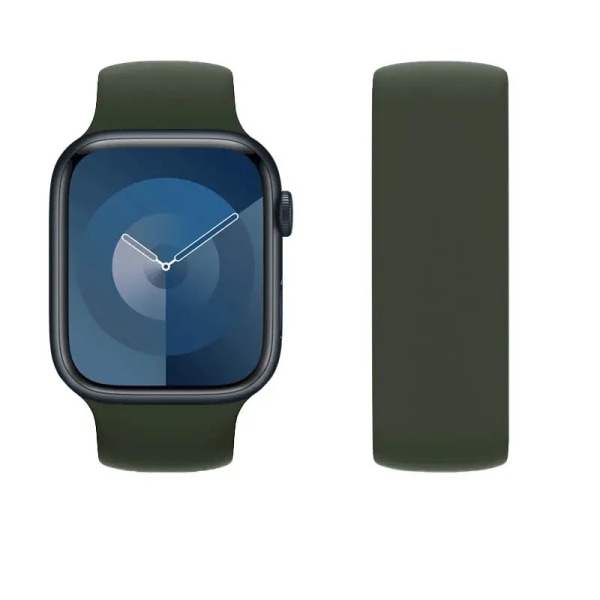 Solo Loop för apple Watch Band 40mm 44mm 45mm 41mm 42mm 49mm Elastiskt silikonarmband iWatch series 3/SE/6/7/8/9/ultra 2 Rem Cyprus Green S