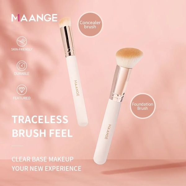 2st Foundation Concealer Makeup Brushes Kit Dense Soft Bristle Professionell kosmetisk borste för kvinnor Skönhet Apricot