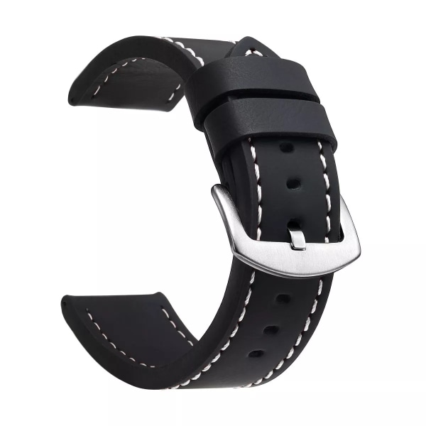 Mode watch Sport Vintage läder klockarmband Rostfritt stål Spänne Watch Accessories 18mm 20mm 22mm 24mm Black White Silver
